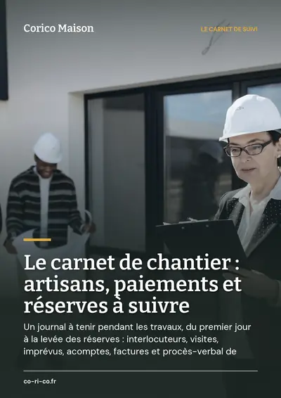 Couverture de l'ebook Le carnet de chantier : artisans, paiements et réserves à suivre