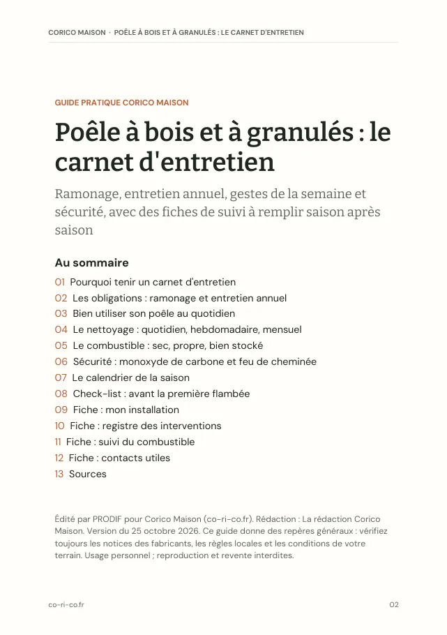 Aperçu de la page 2 de l'ebook Poêle à bois et à granulés : le carnet d'entretien
