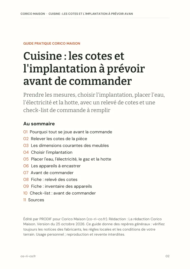 Aperçu de la page 2 de l'ebook Cuisine : les cotes et l'implantation à prévoir avant de commander