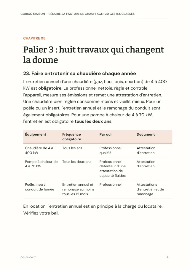 Aperçu de la page 10 de l'ebook Réduire sa facture de chauffage : 30 gestes classés par coût