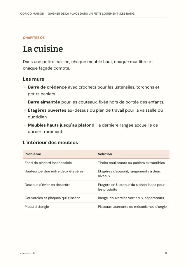 Aperçu de la page 11 de l'ebook Gagner de la place dans un petit logement : les rangements pièce par pièce