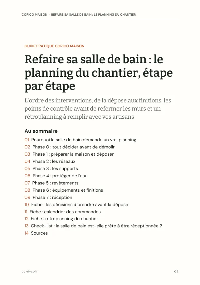 Aperçu de la page 2 de l'ebook Refaire sa salle de bain : le planning du chantier, étape par étape