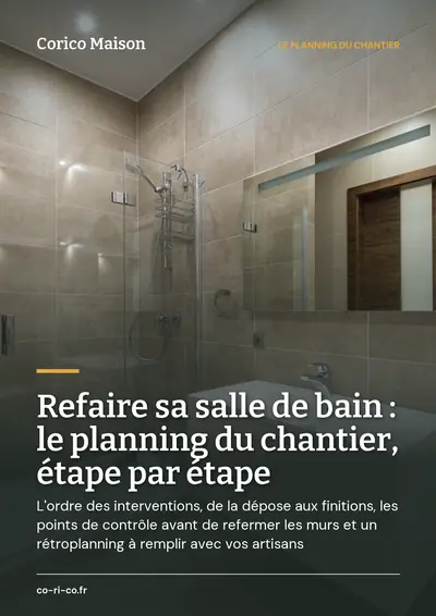 Couverture de l'ebook Refaire sa salle de bain : le planning du chantier, étape par étape