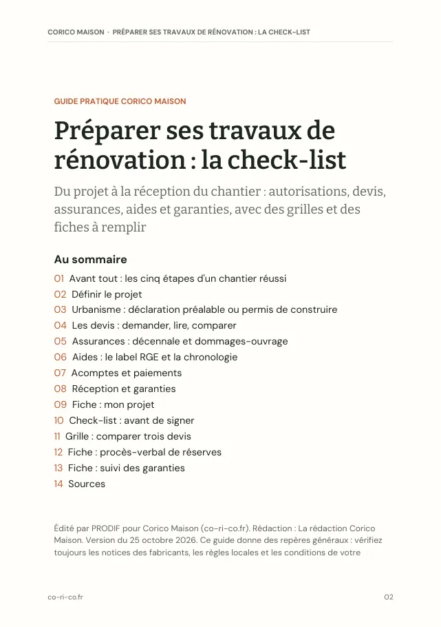 Aperçu de la page 2 de l'ebook Préparer ses travaux de rénovation : la check-list